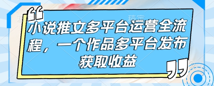 小说推文多平台运营全流程，一个作品多平台发布获取收益-豪讯资源网