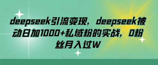 deepseek引流变现，deepseek被动日加1000+私域粉的实战，0粉丝月入过W-豪讯资源网