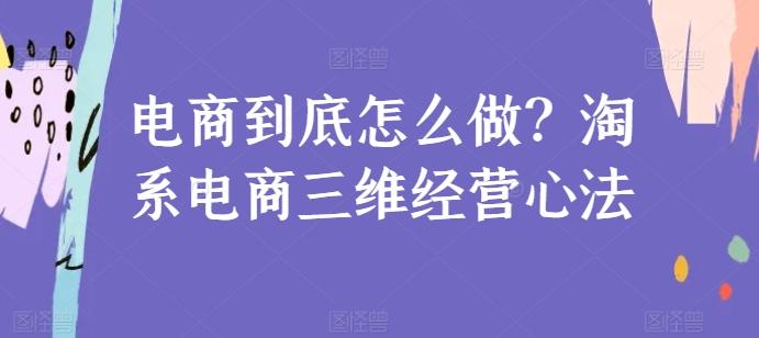 电商到底怎么做？淘系电商三维经营心法-豪讯资源网