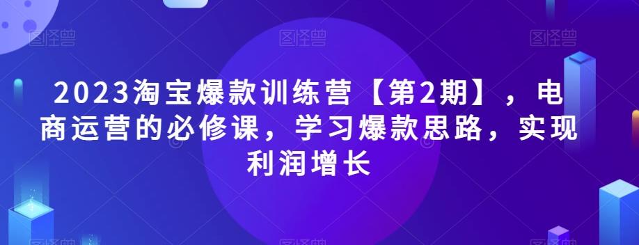 2023淘宝爆款训练营【第2期】，电商运营的必修课，学习爆款思路，实现利润增长-豪讯资源网