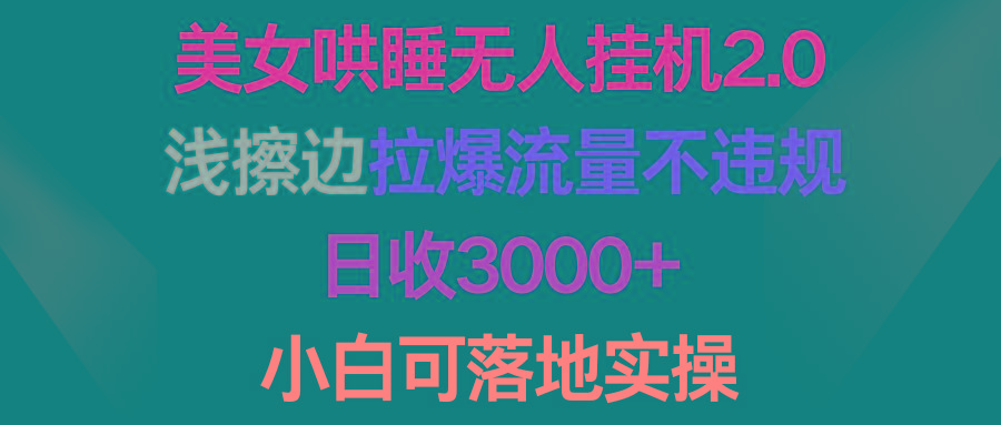 (9905期)美女哄睡无人挂机2.0，浅擦边拉爆流量不违规，日收3000+，小白可落地实操-豪讯资源网
