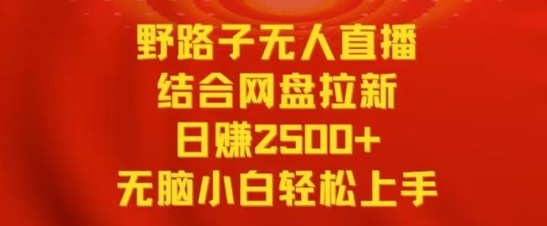 野路子无人直播结合网盘拉新，日赚2500+，小白无脑轻松上手【揭秘】-豪讯资源网