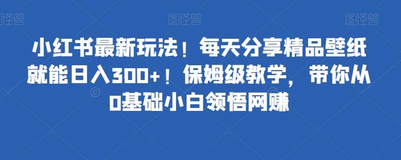 小红书最新玩法！每天分享精品壁纸就能日入300+！保姆级教学，带你从0基础小白领悟网赚-豪讯资源网